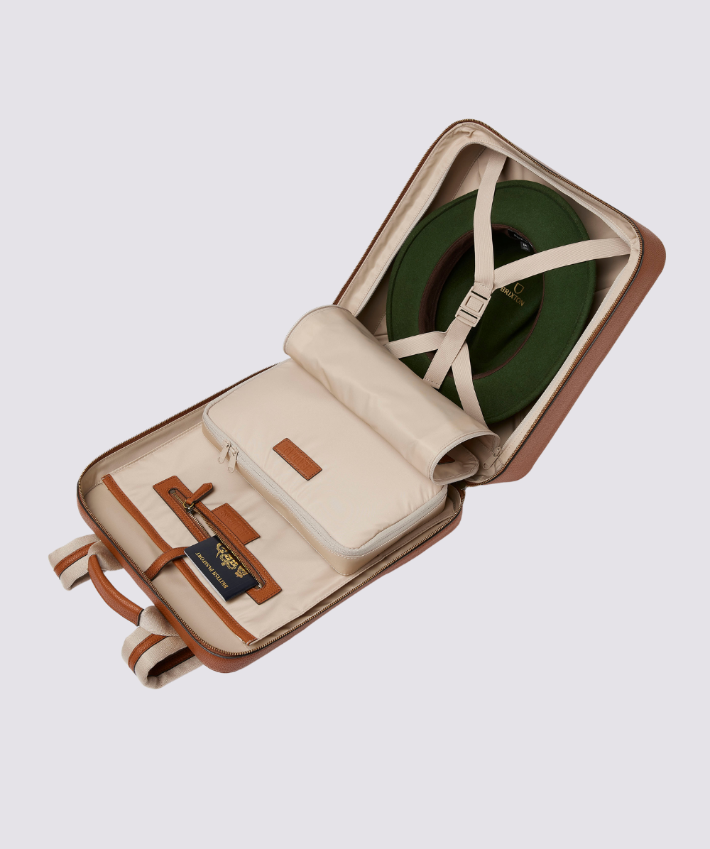 brown travel backpack